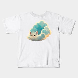 cute cat in a cloud Kids T-Shirt